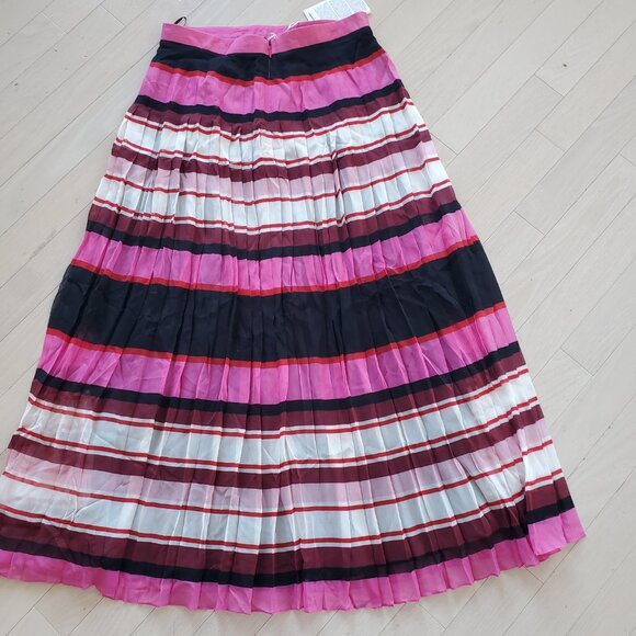 Valentino ! Pleated striped silk-georgette midi skirt (42) - Picture 12 of 15